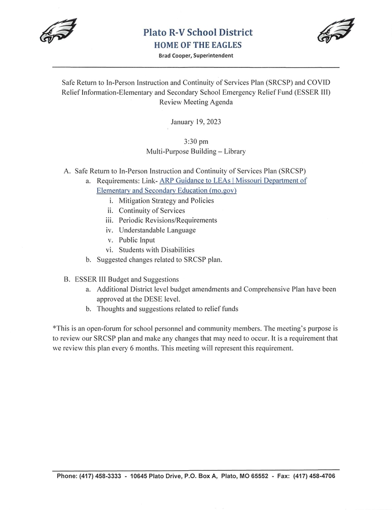 Meeting Agenda