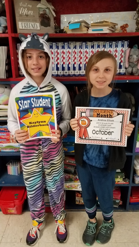 October Student of the Month Andrea E. and Star Student Kaylynn B.